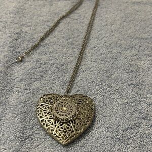 Intricate Silver Heart Locket Necklace